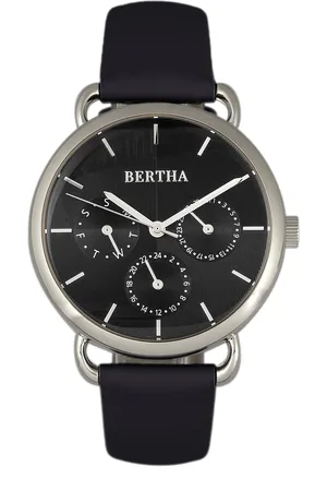 Bertha Gwen lederen band horloge met dag/datum