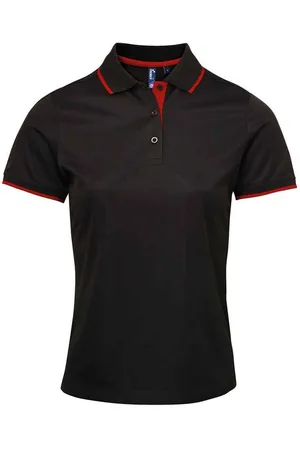 Premier Dames/Dames Coolchecker Contrast Piqué Poloshirt ( /Rood)