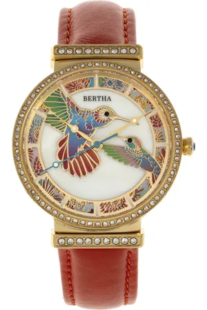 Bertha Emily parelmoeren horloge met leren band
