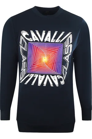Roberto Cavalli Asymmetrisch boxontwerp marineblauw sweatshirt