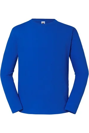 Fruit Of The Loom Heren Iconic 195 Premium Ringspun Cotton T-shirt met lange mouwen (Koningsblauw)