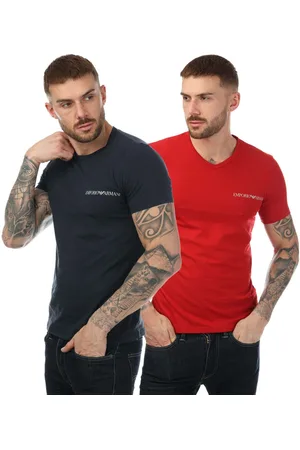 Emporio Armani Heren 2 Pack Underwear Logo T-Shirt in Multicolour