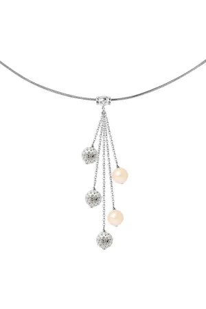 Diadema Cascada ketting Crystal Preciosa witte en roze cultuur kralen 925