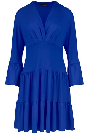 Conquista Blauwe Royal jersey jurk met ruches