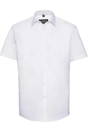 Russell Athletic Russell Collection Heren overhemd met visgraatmotief en korte mouwen