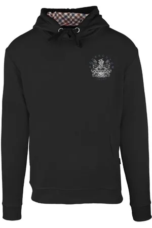 Aquascutum Aldis Emblem Logo Black Hoodie