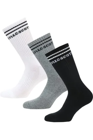 Lyle & Scott Heren Lyle And Scott Walter 3 Pack Sokken in Grijs Wit
