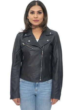 Infinity Dames lederen klassieke biker Brando jas-Baku
