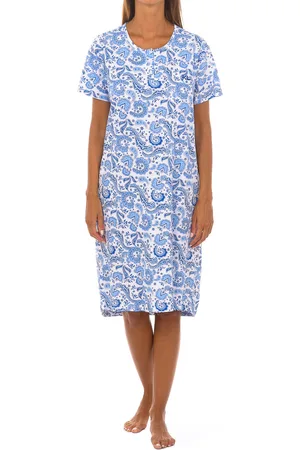 Kisses and Love Tekenblauwe nachtjapon met korte mouwen KL45212 dames