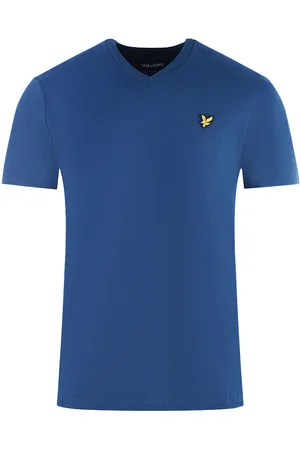 Lyle & Scott Brand Logo Blue V-Neck T-Shirt