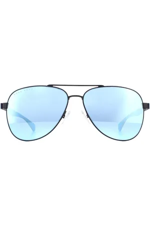 HUGO BOSS Aviator Mens matblauwe spiegel zonnebril