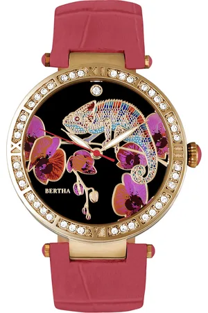 Bertha Camilla Parelmoer horloge met leren band
