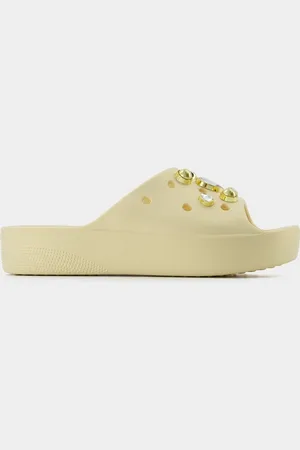 Crocs Klassieke plateau muiltjes met kristallen parels - - Vanille