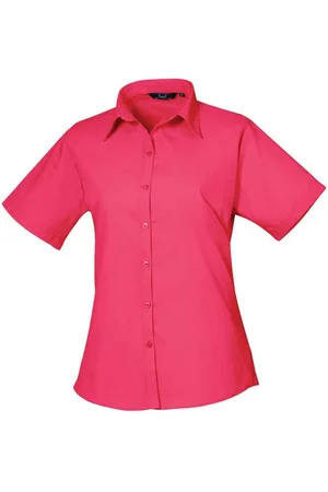 Premier Dames/Dames Popeline Blouse met Korte Mouwen (Heet )