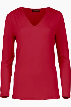 Conquista Rode Jersey V Hals Top