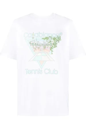 Casablanca Tennis Club T-shirt met pastelkleurige print in