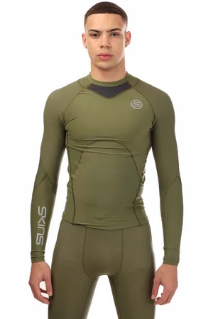 Skins Heren Series-3 Lange Mouw Top in Khaki