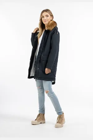 Dreimaster Dames winter parka Dames marine wit