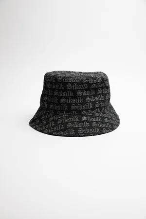SikSilk Accessories Jacquard Denim Bucket Hat in Black