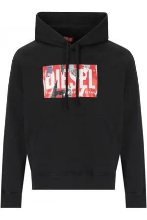Diesel Gescheurd logo zwarte hoodie