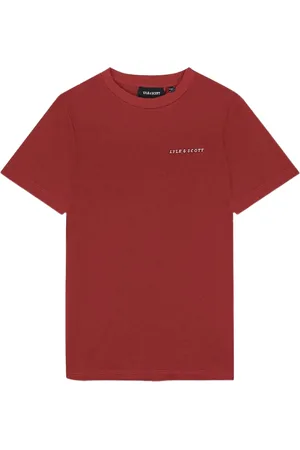 Lyle & Scott Geborduurd Fletcher bordeaux T-shirt met logo