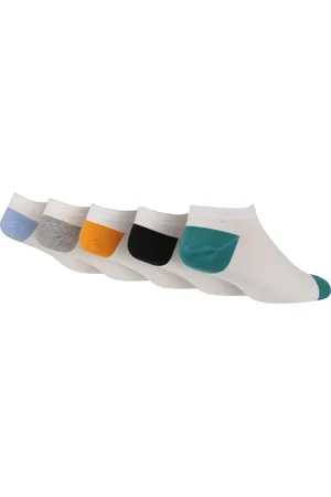 Wild Feet Wild Feet 5-pack herensokken van bamboe met hak en teen - Wit / H&T