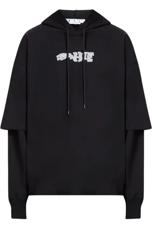OFF-WHITE Gebroken witte Carlos Type Double Tee zwarte hoodie