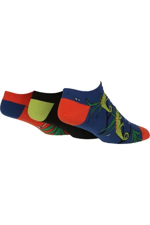 Wild Feet Wild Feet - Set van 3 sneakersokken voor heren | Nieuwigheid - Kameleon