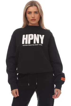 Heron Preston Dames Regular HPNY Crewneck Sweatshirt in Zwart-Wit