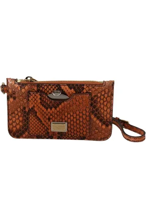 Dolce & Gabbana Prachtige Lederen Schoudertasje Portemonnee Met Python Patroon
