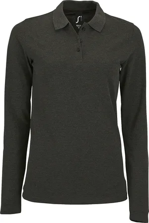 Sols Dames/dames Perfecte Lange Mouw Pique Polo Shirt ( mergel)