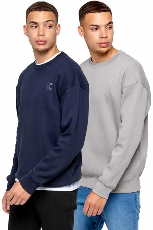 Enzo Kruze | 2-pack Oversized Heren Sweaters met Ronde Hals - GRIJS/NAVY