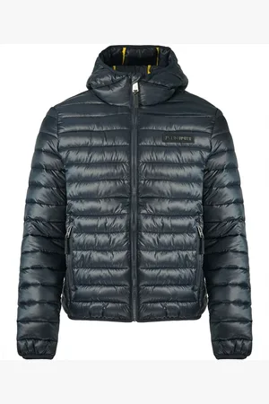 Philipp Plein Gewatteerd marineblauw jack met cirkellogo