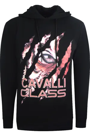 Roberto Cavalli Peeking Tiger Design zwarte hoodie