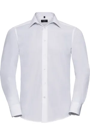 Russell Athletic Russell Collection Heren Poplin Easy-Care Getailleerd overhemd met lange mouwen