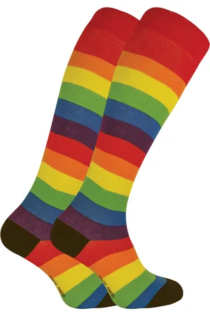 Sock Snob Set van 2 kniehoge bamboesokken met patroon voor dames - Regenboog