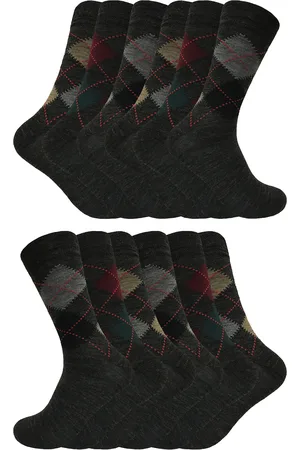 Sock Snob 12 paar multiverpakking Argyle lamswollen herensokken
