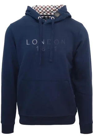 Aquascutum Bold London 1851 Logo Blue Hoodie