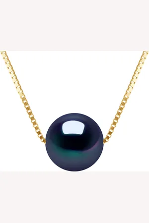 Diadema Ketting gekweekte parel Zoetwater Round and Black 9-10 mm Venetiaans Geel Gouden Ketting