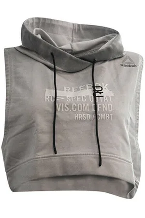 Reebok Combat Glory Mouwloze Grijze Training Cropped Hoody - Dames