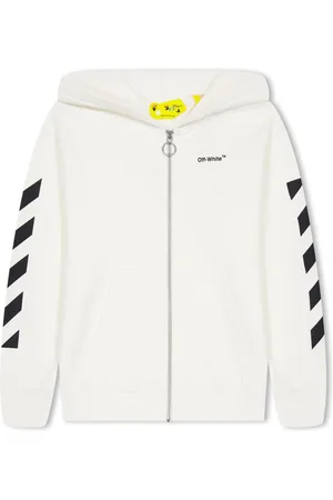 OFF-WHITE Jongens Off White Juniors Helvetica Zip Hoodie in Wit Zwart