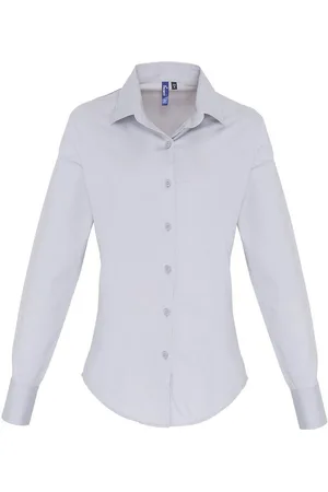 Premier Dames/Dames Popeline Stretch Shirt Met Lange Mouwen