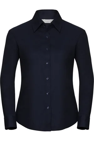 Russell Athletic Russell Collectie Dames/Dames Lange Mouw Easy Care Oxford Shirt (Heldere marine)