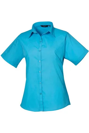Premier Dames/Dames Popeline Blouse met Korte Mouwen