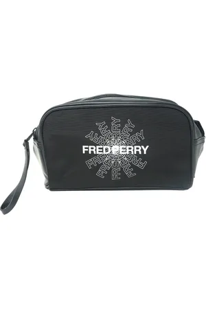 Fred Perry Graphic Print Washbag Black Bag