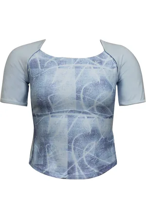 Nike Dames Gym Cropped T-shirt Dri-Fit Compressietop Aqua 222818 590