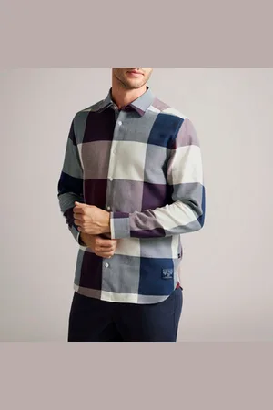 Ted Baker Heren Neetly Schub geruit overhemd met lange mouwen in roodbruin