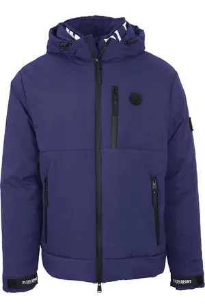 Philipp Plein Padded Large Branded Logo Navy Blue Jacket