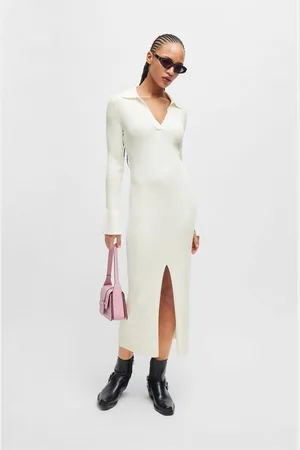 HUGO BOSS Dames Sharren Front-Slit Polo Dress in