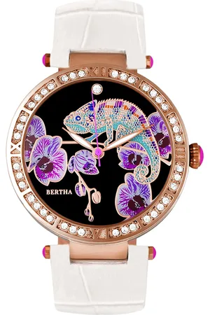 Bertha Camilla Parelmoer horloge met leren band